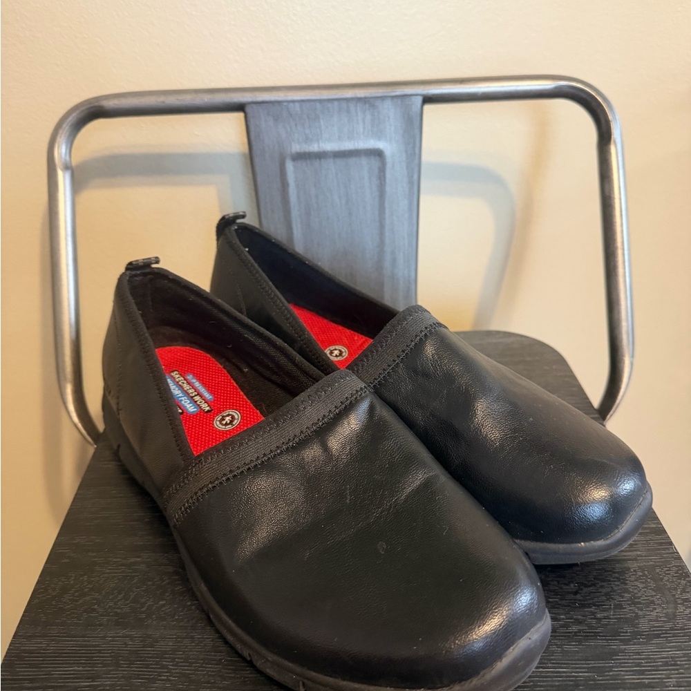 Skechers Work Black Slip Resistant Shoes Memory Foam Relaxed Fit - Picture 15 of 16
